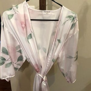 Silky floral robe